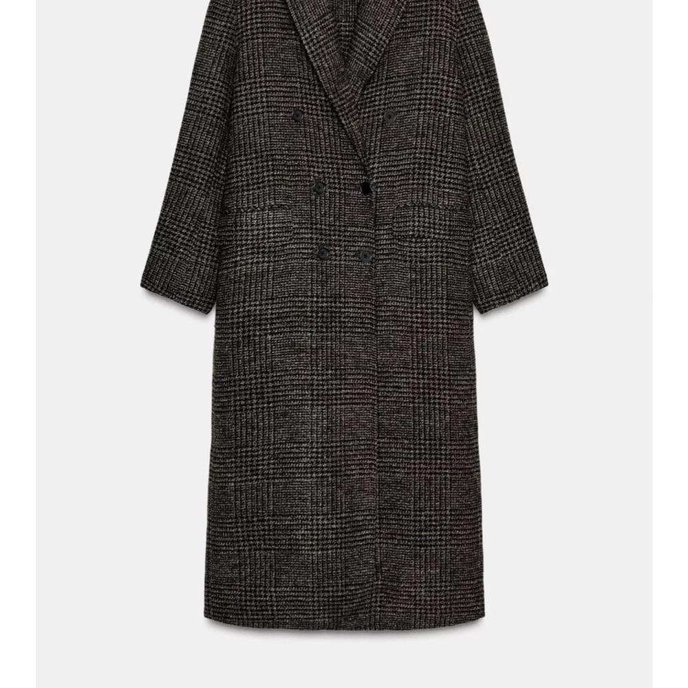Zara Charcoal Plaid Pea Coat
